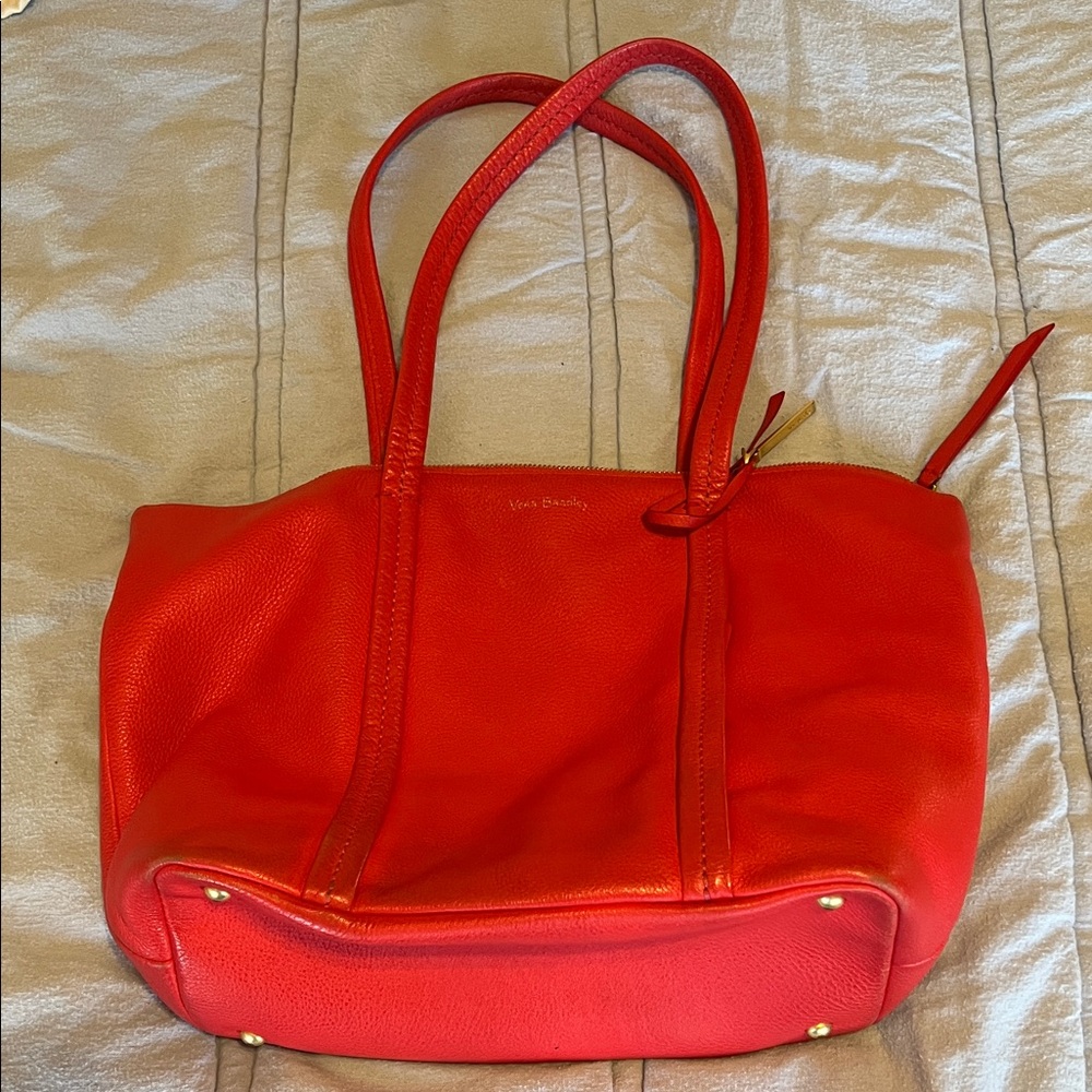 Vera Bradley red leather shoulder bag tote